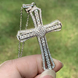 Vecalon 925 Silver Pave 5A CZ Party Cross Pendant Women Bridal Necklace