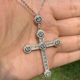Vecalon 925 Sterling Silver CZ Cross Pendant Necklace