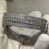 Princess Cut Clear Cubic Zircon Bangle for Women