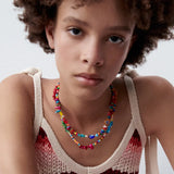 Vedawas Colorful Stone Beads Necklace for Women Irregular Daisy Collar Choker