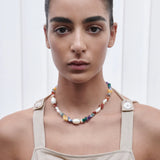 Vedawas Colorful Stone Beads Necklace for Women Irregular Daisy Collar Choker