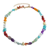 Vedawas Colorful Stone Beads Necklace for Women Irregular Daisy Collar Choker