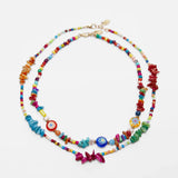 Vedawas Colorful Stone Beads Necklace for Women Irregular Daisy Collar Choker