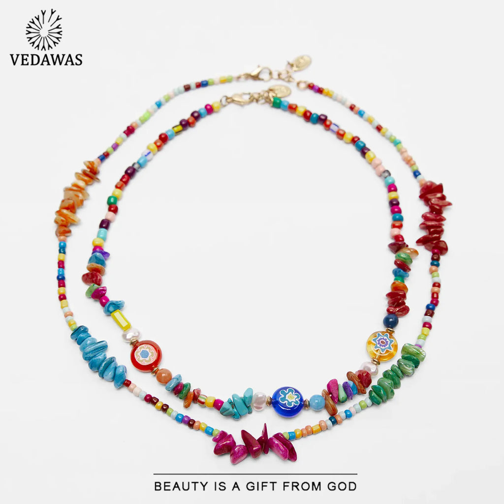 Bohemian Nature Stone Beads Necklace for Women Choker Necklace Jewelry