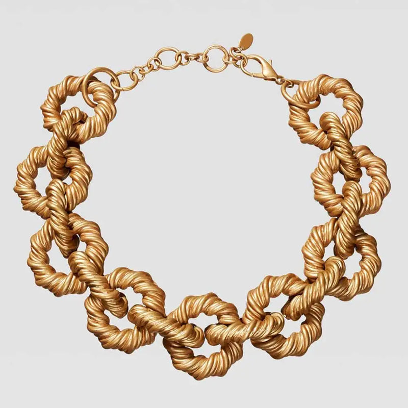 Vedawas Embossed Metal Hoops Necklace