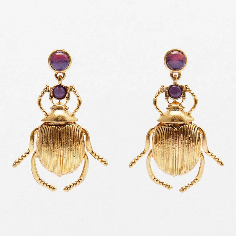 Vedawas Beetle Earrings for Women Punk Animal Geometric Drop Earrings
