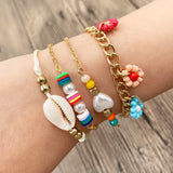 Vedawas Heart Letter Beads Bracelets Ethnic Flower Kids Charm Bracelets