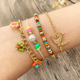 Vedawas Heart Letter Beads Bracelets Ethnic Flower Kids Charm Bracelets