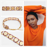 Vedawas Holiday Beads Coin Necklace Nature Stone Choker Retro Jewelry