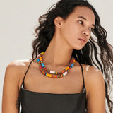 Vedawas Holiday Beads Coin Necklace Nature Stone Choker Retro Jewelry