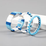 Multicolor Stretch Enamel Bracelet Hand Painted Stripes Jewelry