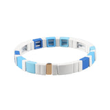 Multicolor Stretch Enamel Bracelet Hand Painted Stripes Jewelry