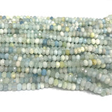 Veemak Aquamarine Faceted Rondelle Crystal Gemstones Beads For Jewelry Making