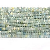 Veemak Aquamarine Faceted Rondelle Crystal Gemstones Beads For Jewelry Making
