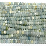 Veemak Aquamarine Faceted Rondelle Crystal Gemstones Beads For Jewelry Making