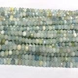 Veemak Aquamarine Faceted Rondelle Crystal Gemstones Beads For Jewelry Making