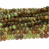 Veemak Brown Green Cat's Eye Chrysoberyl Round Beads For Jewelry Making
