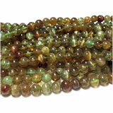 Veemak Brown Green Cat's Eye Chrysoberyl Round Beads For Jewelry Making