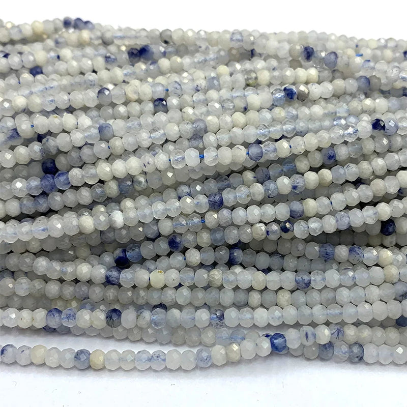 Veemak Dumortierite Faceted Rondelle Beads 2.5-3x3.5-4mm