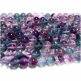 Veemak Purple Fluorite Round Loose Beads Natural Gemstones Crystal