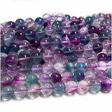 Veemak Purple Fluorite Round Loose Beads Natural Gemstones Crystal