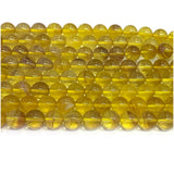 Veemak Yellow Fluorite Round Beads Natural Gemstones Crystal DIY Jewelry Making
