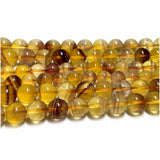 Veemak Yellow Fluorite Round Loose Beads Natural Gemstone Crystal DIY