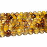 Veemak Yellow Fluorite Round Loose Beads Natural Gemstone Crystal DIY