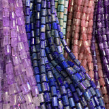 Faceted Column Tube Beads Amethyst Lapis Lazuli Quartz