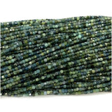 Green Tourmaline Edge Cube Faceted Beads Natural Stones DIY Necklace