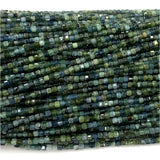 Green Tourmaline Edge Cube Faceted Beads Natural Stones DIY Necklace