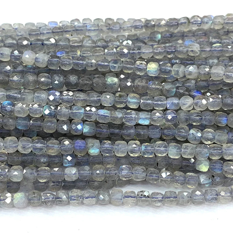 Labradorite Natural Faceted Cube Beads for Jewelry Making