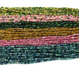Red Pink Green Tourmaline Edge Cube Faceted Beads for Jewelry Making