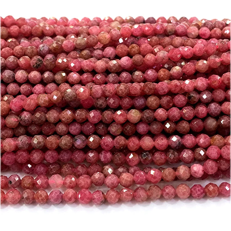Brazil Rhodochrosite Faceted Round Small Beads for Jewelry Making