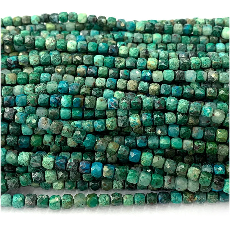 Chrysocolla Faceted Cube Beads for Jewelry Making