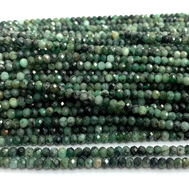Natural Emerald Faceted Rondelle Beads for Jewelry Making