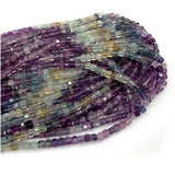 Fluorite Edge Cube Faceted Beads Natural Stones