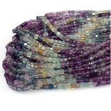 Fluorite Edge Cube Faceted Beads Natural Stones