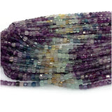 Fluorite Edge Cube Faceted Beads Natural Stones