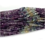 Fluorite Edge Cube Faceted Beads Natural Stones