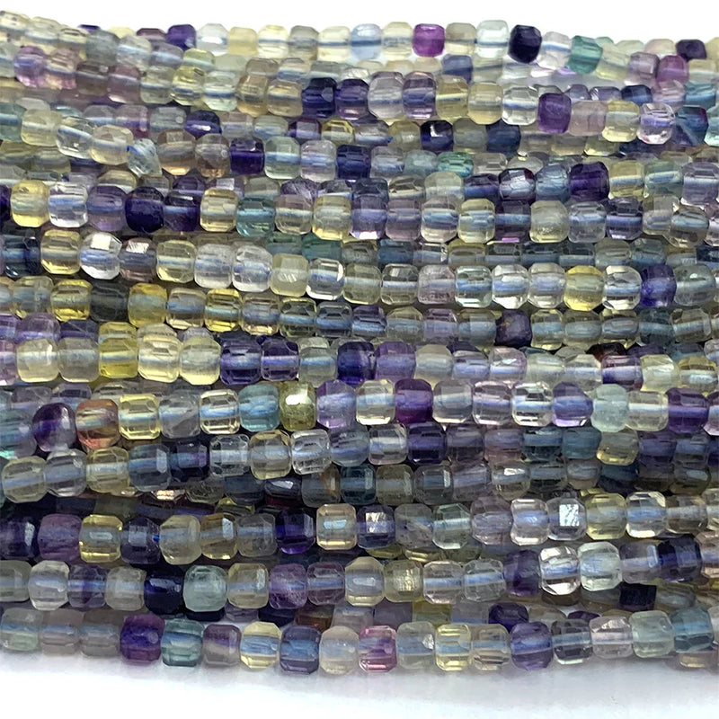 Fluorite Edge Cube Faceted Beads for Jewelry Making