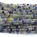 Fluorite Edge Cube Faceted Beads for Jewelry Making