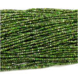 Green Diopside Edge Cube Faceted Beads For Jewelry Making