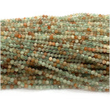 Green Arusha Sunstone Faceted Round Beads Natural Gemstones DIY Jewelry