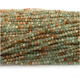 Green Arusha Sunstone Faceted Round Beads Natural Gemstones DIY Jewelry