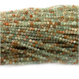 Green Arusha Sunstone Faceted Round Beads Natural Gemstones DIY Jewelry