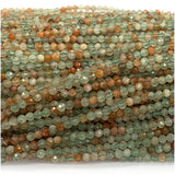 Green Arusha Sunstone Faceted Round Beads Natural Gemstones DIY Jewelry