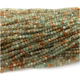 Green Arusha Sunstone Faceted Round Beads Natural Gemstones DIY Jewelry