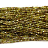 Green Tsavorite Edge Cube Faceted Beads For Jewelry Making