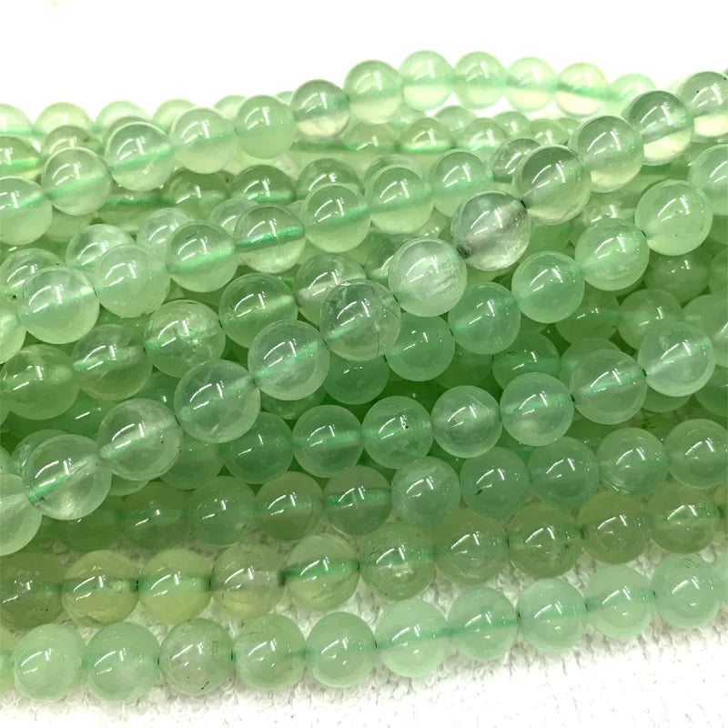 Green Prehnite Round Beads for Jewelry Making